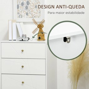 HOMCOM Cómoda de Quarto Moderna Cómoda de Madeira com 4 Gavetas e Pés