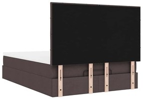 Estrutura cama otomana colchão 140x190cm tecido castanho escuro
