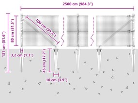 Cerca de Arame Soldado com 13 Posts de Estaca Verde 0.8x25 m em Aço