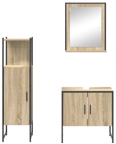 Conjunto de Móveis de Casa de Banho vidaXL 3 Peças Carvalho Sonoma Mad