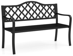 Conjunto de 2 cadeiras de jardim dobráveis ​​com estrutura de metal, cadeiras de praia com encosto e braços, pretas