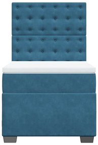 Cama boxspring com colchão 100x200 cm veludo azul