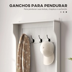 Móvel de Entrada com Cabide, Banco e Arrumação Branco Moderno 71,5x39,5x170 cm Branco vintage