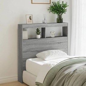 vidaXL Armário de cabeceira c/ luzes LED 100x17x102 cm cinzento sonoma