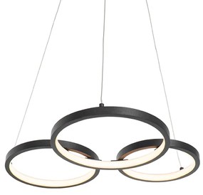 Candeeiro de suspensão preto incl. LED 3 luzes reguláveis de 3 etapas - RONDAS Moderno