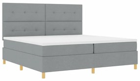 Cama Box Spring com Colchão Cinza Claro 200x200 cm Tecido