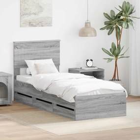 vidaXL Estrutura da Cama com gaveta Cinza Sonoma 75 x 190 cm