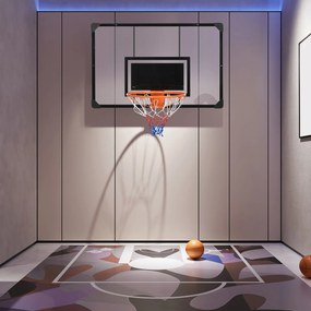 Tabela de Basquetebol de Parede com Quadro e Estrutura de Aço para Utilização em Interiores e Exteriores 113x61x73 cm Preto