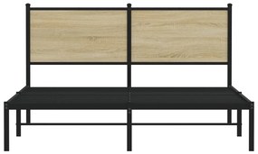 Estrutura de cama sem colchão 137x190 cm metal carvalho sonoma