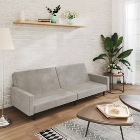 337310 vidaXL Sofá-cama de 2 lugares veludo cinzento-claro