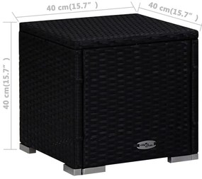 3 pcs espreguiçadeiras jardim c/ mesa de centro vime PE preto