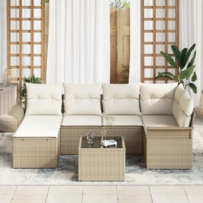 Conjunto de Sofá de Jardim vidaXL com Almofadas 7 Peças em Polyrattan