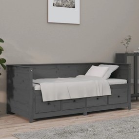 Sofá-cama 100x200 cm madeira de pinho maciça cinzento