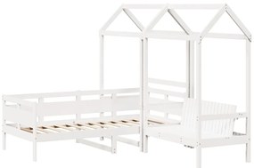 Conj. sofá-cama e banco c/ telhado 90x200cm pinho maciço branco