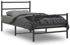 vidaXL Estrutura de cama com cabeceira e pés 107x203 cm metal preto