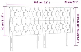 Cabeceira cama c/ abas veludo 183x23x118/128 cm cinzento-escuro