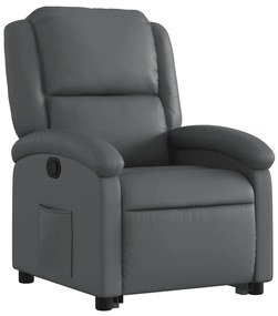Poltrona reclinável elevatória couro artificial cinzento