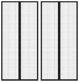 Cortinas de porta anti-insetos magnéticas 2 pcs 210x90cm preto