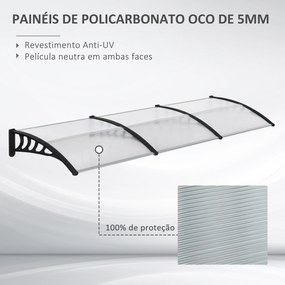 Marquise de Proteção 303x96cm para Portas e Janelas com Policarbonato