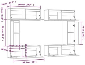 Móveis de TV 6 pcs madeira de pinho maciça