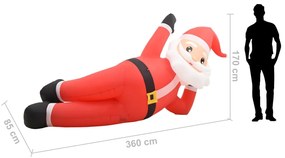 Pai Natal insuflável com luzes LED IP44 360 cm XXL vermelho