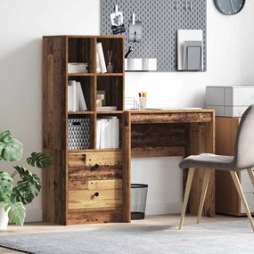 vidaXL Mesa com Armazenamento Madeira Velha Madeira Derivada