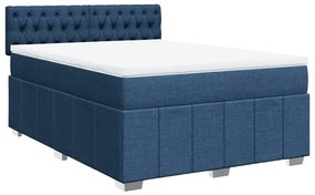 Cama com molas/colchão 140x200 cm tecido azul