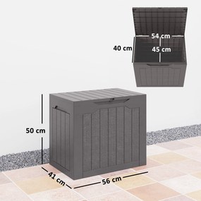 Caixa de arrumação para exterior de 97 L com pegas embutidas, caixa de arrumação para exterior estanque, 56 x 41 x 50 cm, castanho