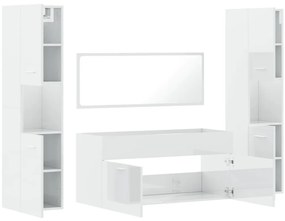 4pcs conj. móveis casa banho derivados madeira branco brilhante