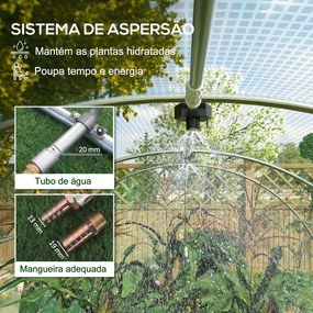 Estufa Tipo Túnel 6x3x2 m com Sistema de Rega Integrado 12 Janelas com Rede e 1 Porta Enrolável Verde