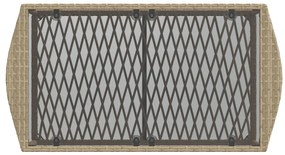4 pcs conjunto de sofás para jardim c/ almofadões vime PE bege