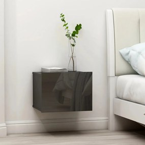 vidaXL Mesa de cabeceira 40x30x30 cm contraplacado cinzento brilhante