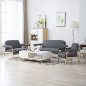 vidaXL Conjunto de sofás para 6 pessoas 3 pcs tecido cinzento escuro