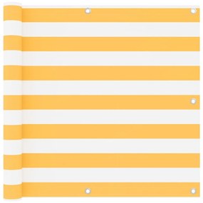 vidaXL Tela de varanda 90x300 cm tecido Oxford branco e amarelo