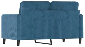 Sofá de 2 lugares veludo 120 cm azul