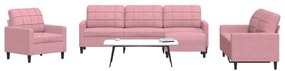 4 pcs conjunto de sofás com almofadões veludo rosa