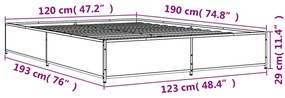 Estrutura de cama 120x190cm derivados madeira/metal