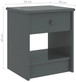 Mesa de cabeceira 35x30x40 cm pinho maciço cinzento-escuro