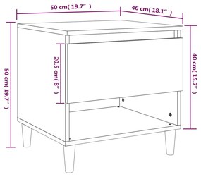 Mesa de cabeceira 50x46x50 cm derivados de madeira cinza sonoma