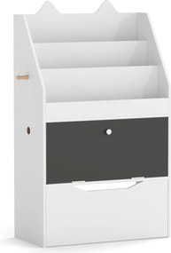 Estante Infantil para Livros e Brinquedos, 69 x 30 x 101 cm, Quadro de Ardósia Integrado, Branco