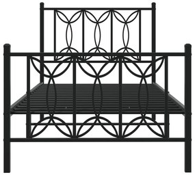 Estrutura de cama com cabeceira e pés 90x190 cm metal preto
