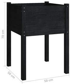 Vaso/floreira de jardim 2 pcs 50x50x70 cm pinho maciço preto