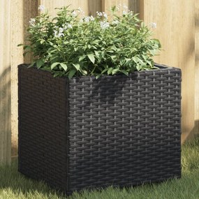 Vaso/floreira de jardim 36x30x32 cm vime PE preto