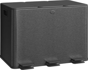 HOMCOM Balde de Lixo de Cozinha com 3 Compartimentos de 20L Baldes Internos Removíveis 61,9x36,6x56,7cm Preto | Aosom Portugal