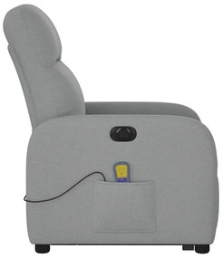 Poltrona elétrica reclinável massagens tecido cinzento-claro