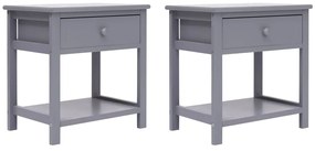 Mesas de cabeceira 40x29x42 cm 2 pcs madeira paulownia cinzento