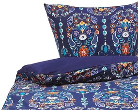 Conjunto de capa de edredão em algodão acetinado azul escuro 155 x 220 cm MADRONA Beliani