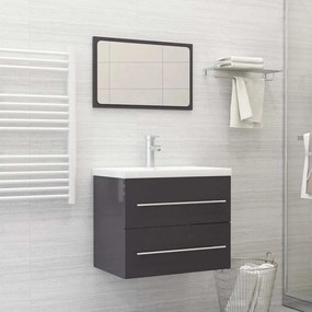 vidaXL 2 pcs conj. móveis casa banho derivados madeira cinza brilhante