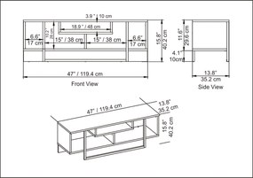 Móvel TV Asal – Branco/Dourado – 120 cm x 35,2 cm x 40,2 cm