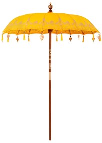 vidaXL Guarda-sol Outros Manual Amarelo x 250 cm Algodão e madeira